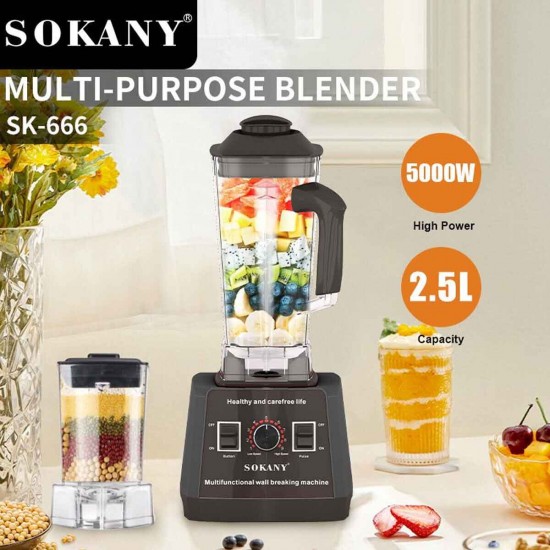 Sokany Επαγγελματικό Μπλέντερ 5kW με Χωρητικότητα Κανάτας 2.5lt 57x33x86cm