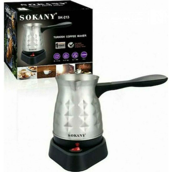 Sokany SK-213 Ηλεκτρικό Μπρίκι 600W με Χωρητικότητα 500ml Inox