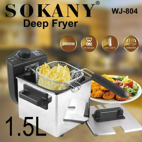 Sokany WJ-804 Φριτέζα Λαδιού με Αποσπώμενο Κάδο 1.5lt Ασημί