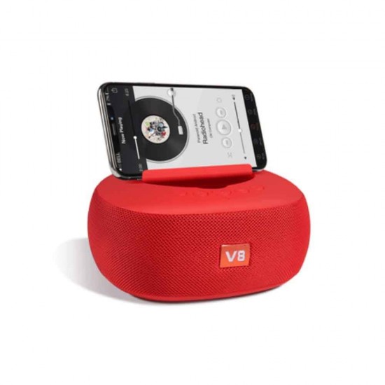 V8 Ηχείο Bluetooth 8W με Ραδιόφωνο Κόκκινο
