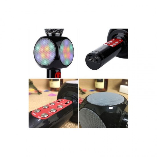 WS-1816 Ασύρματο bluetooth μικρόφωνο με ενσωματωμένο ηχείο, karaoke και disco light Μαύρο WS-1816 Ασύρματο bluetooth μικρόφωνο με ενσωματωμένο ηχείο, karaoke και disco light Μαύρο