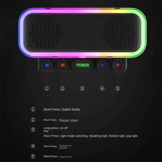 Z6 RGB Ηχείο Bluetooth 8W Μαύρο