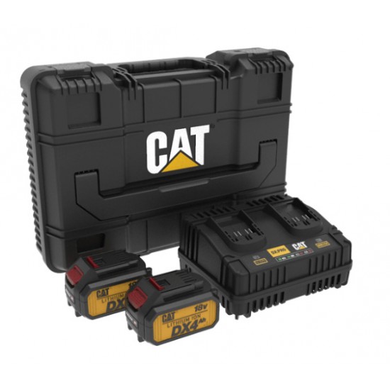 CAT Set 2 Μπαταρίες λιθίου 18V 4Ah με διπλό φορτιστή & βαλίτσα DXK900