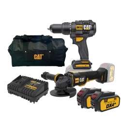 CAT Combo-08 Δραπανοκατσάβιδο κρουστικό DX12B + γωνιακός τροχός μπαταρίας 125mm DX314B + τσάντα εργαλείων χεριού DA42001 + δώρο 2 μπαταρίες 4.0Ah DXB4 + δώρο φορτιστής DXC4