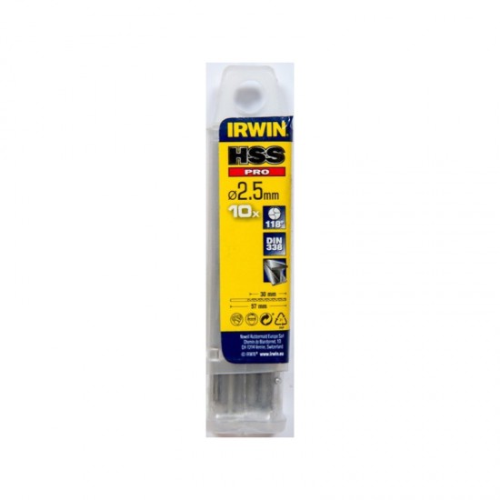 Irwin 10502256 Τρυπάνια Μετάλλου HSS 2.5x57mm 10ΤΜΧ