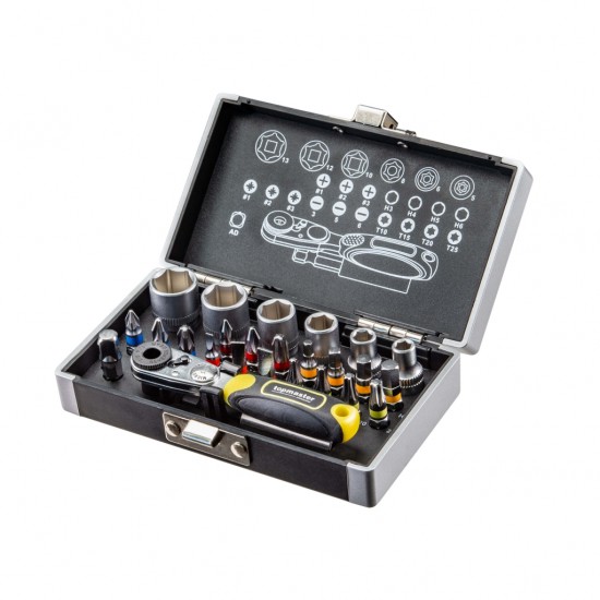 TOP MASTER Σετ καστάνια 26τεμ. με καρυδάκια 1/4'' & μύτες 330157