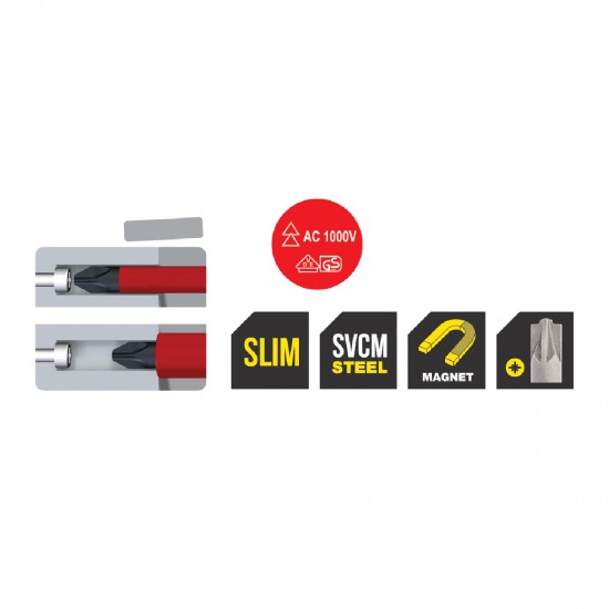 TOP MASTER Κατσαβίδι ηλεκτρολόγου VDE 1000V PZ/S1x80mm 220100