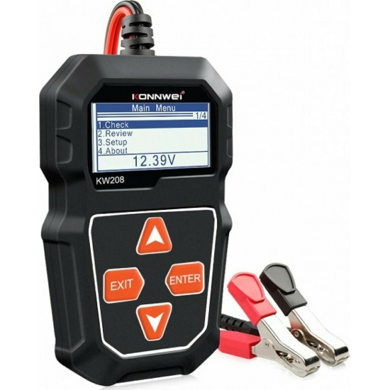Konnwei KW208 Ψηφιακό Battery Tester με Κροκοδειλάκια 12V