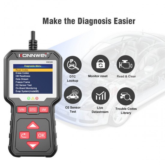 Konnwei KW320  Διαγνωστικό αυτοκινήτου OBD II  Konnwei KW320  Διαγνωστικό αυτοκινήτου OBD II