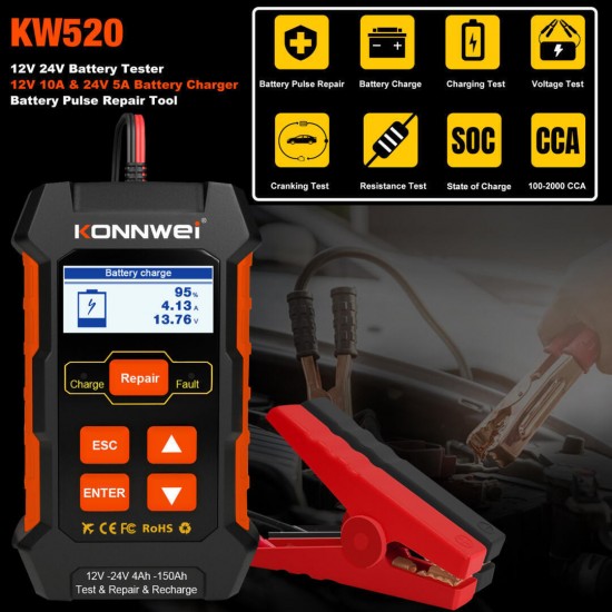 Konnwei KW520 3 σε 1 Διαγνωστικό μπαταρίας 12-24V 