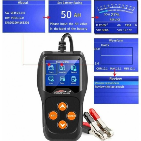 Konnwei KW600 Ψηφιακό Battery Tester