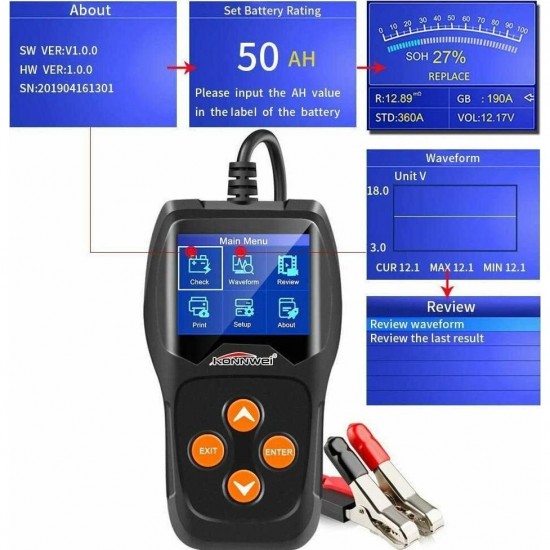 Konnwei KW600 Ψηφιακό Battery Tester