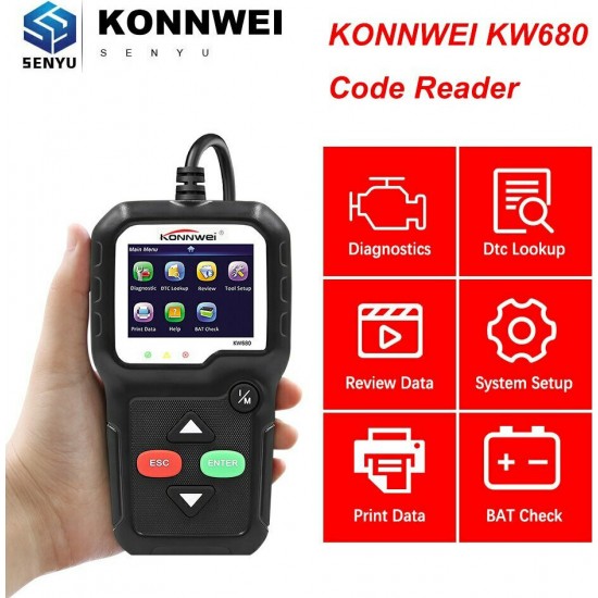 Konnwei KW680 Ψηφιακό διαγνωστικό αυτοκινήτων OBDII/EOBD Konnwei KW680 Ψηφιακό διαγνωστικό αυτοκινήτων OBDII/EOBD