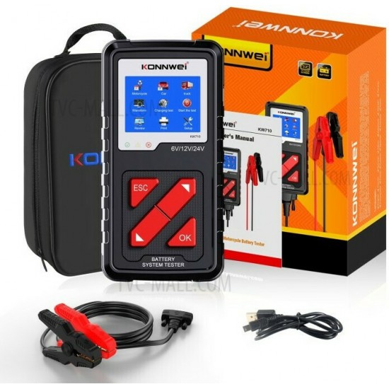 Konnwei KW710 Ελεγκτής Ανάλυσης Μπαταριών Ψηφιακό Battery Tester με Κροκοδειλάκια