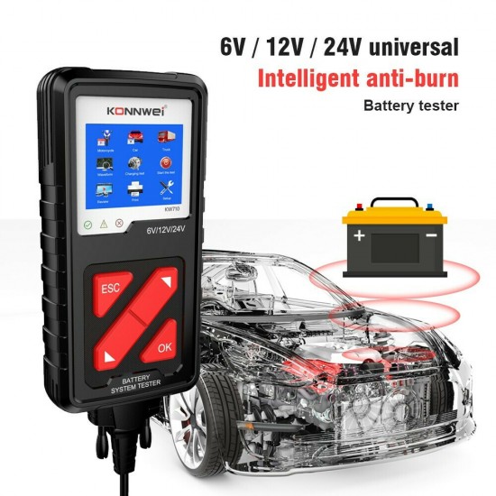 Konnwei KW710 Ελεγκτής Ανάλυσης Μπαταριών Ψηφιακό Battery Tester με Κροκοδειλάκια