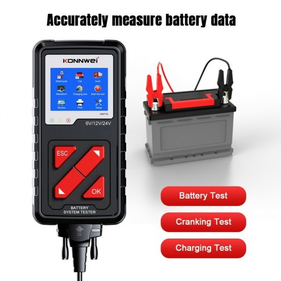 Konnwei KW710 Ελεγκτής Ανάλυσης Μπαταριών Ψηφιακό Battery Tester με Κροκοδειλάκια
