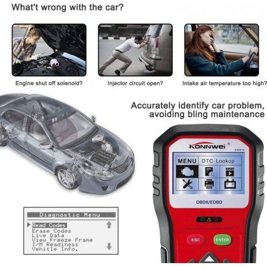 KONNWEI KW818 Διαγνωστικό OBDII EOBD Functions