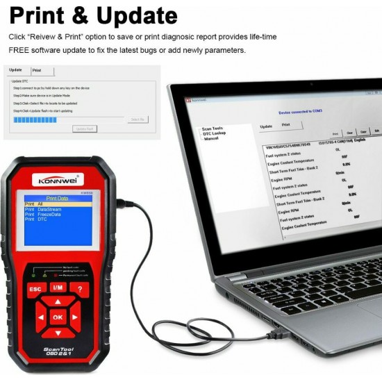 Konnwei KW850 Διαγνωστικό Αυτοκινήτου Ψηφιακό OBD 2 με Καλώδιο Συμβατό με Android