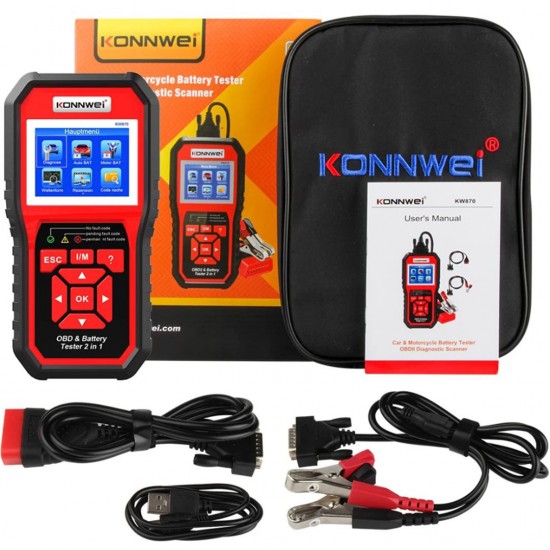 KONNWEI KW870 Ελεγκτής Ανάλυσης Μπαταριών Auto – Moto & OBDII Διαγνωστικό Scanner