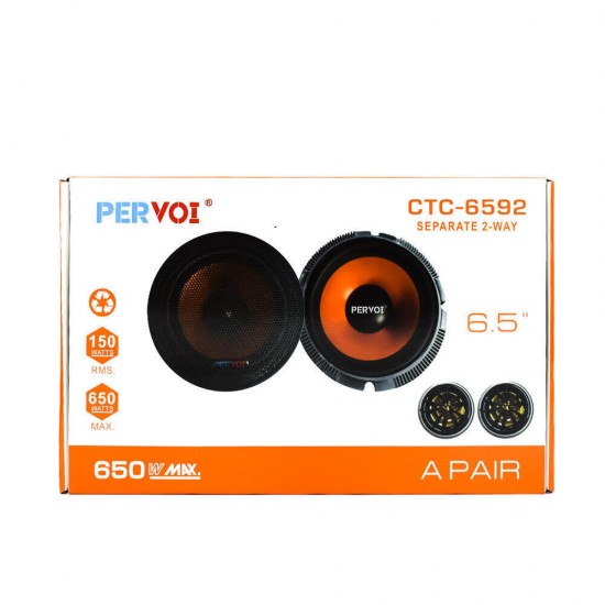 Pervoi CTC-6592 Σετ 2 x Ηχεία Αυτοκινήτου Midrange 6.5″ 650W RMS & 2x Tweeter 60W 