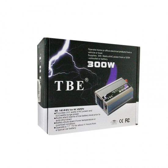TBE 300W Inverter τροποποιημένου ημιτόνου DC 12V σε AC 220V με USB  TBE 300W Inverter τροποποιημένου ημιτόνου DC 12V σε AC 220V με USB